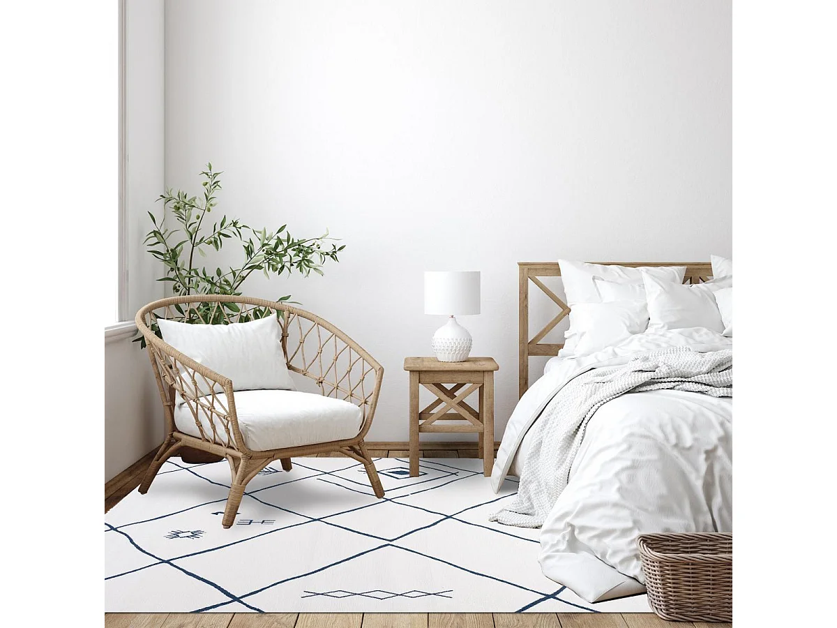 Tapis berbère 160x230 tissé motif ethnic SAFI crème