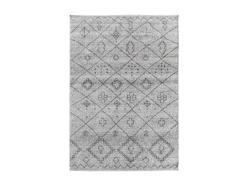 Tapis berbère 150x220 tissé motifs tribaux SAUTUL crème