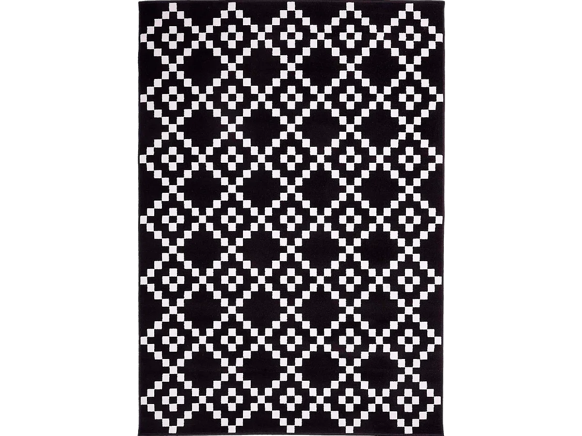 tapis chambre 80x150 tissé noir rectangle motif géométrique LYN1 LERUM