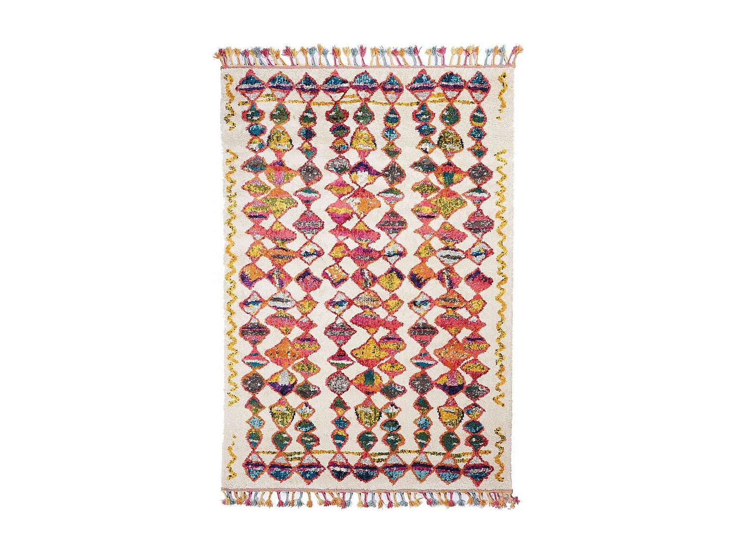 Tapis berbère 200x290 tissé motifs tribaux LYN5 OURIKA A multicolore
