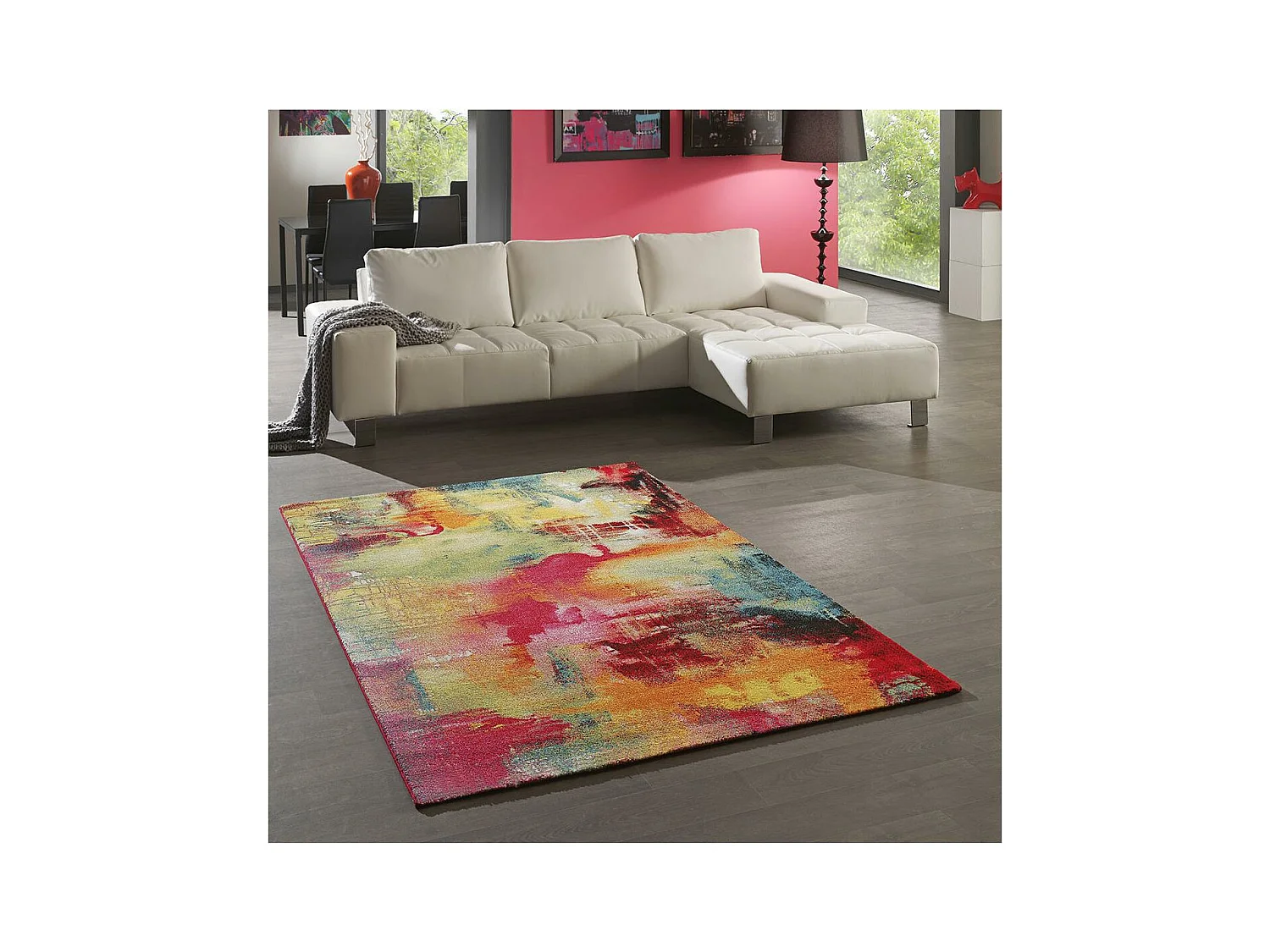 tapis salle à manger 200x290 tissé multicolore rectangle motif géométrique LYN8 BE 54