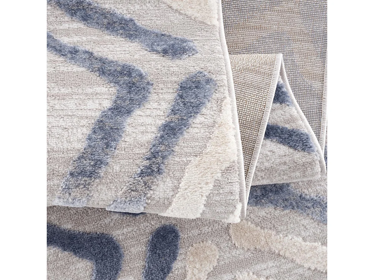 tappeto da ingresso 80x150 tessuto motivo geometrico rettangolo grigio chiaro e blu DOUCA