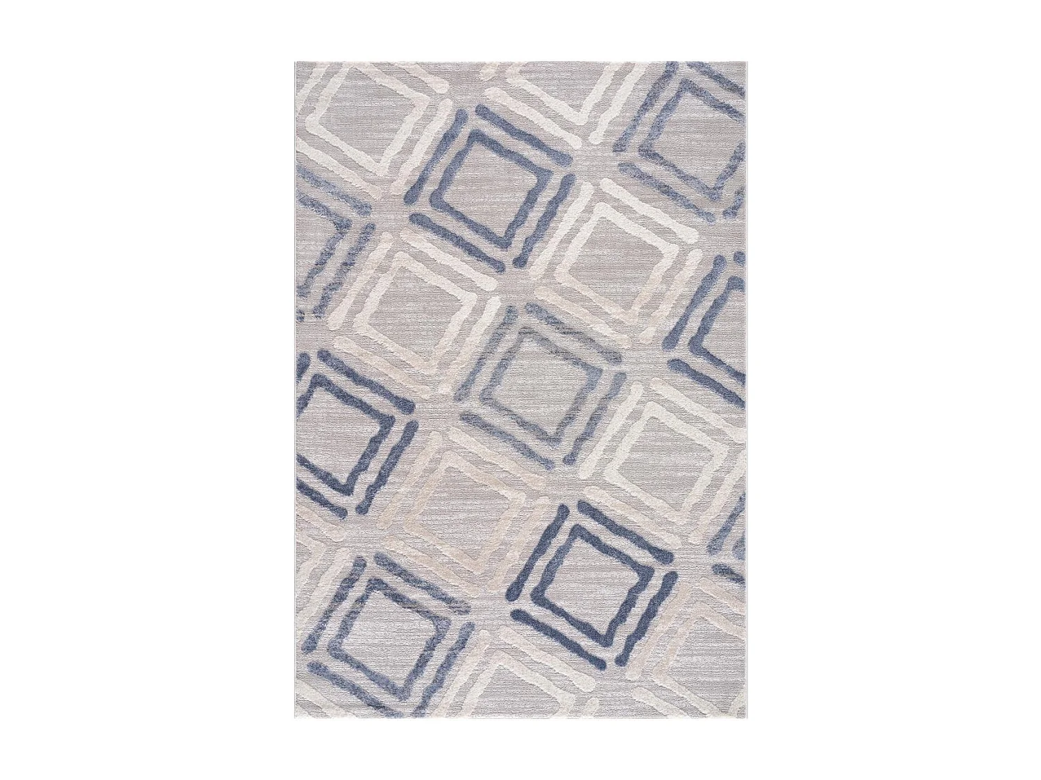 tappeto da ingresso 80x150 tessuto motivo geometrico rettangolo grigio chiaro e blu DOUCA