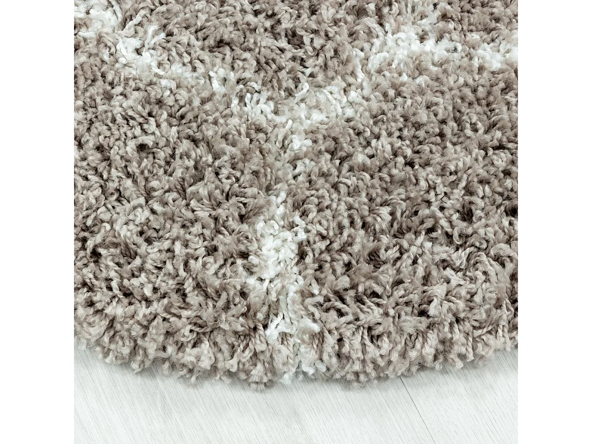 Tapis shaggy 80x250 rectangle tissé beige et crème motif scandinave SCANDINAV A