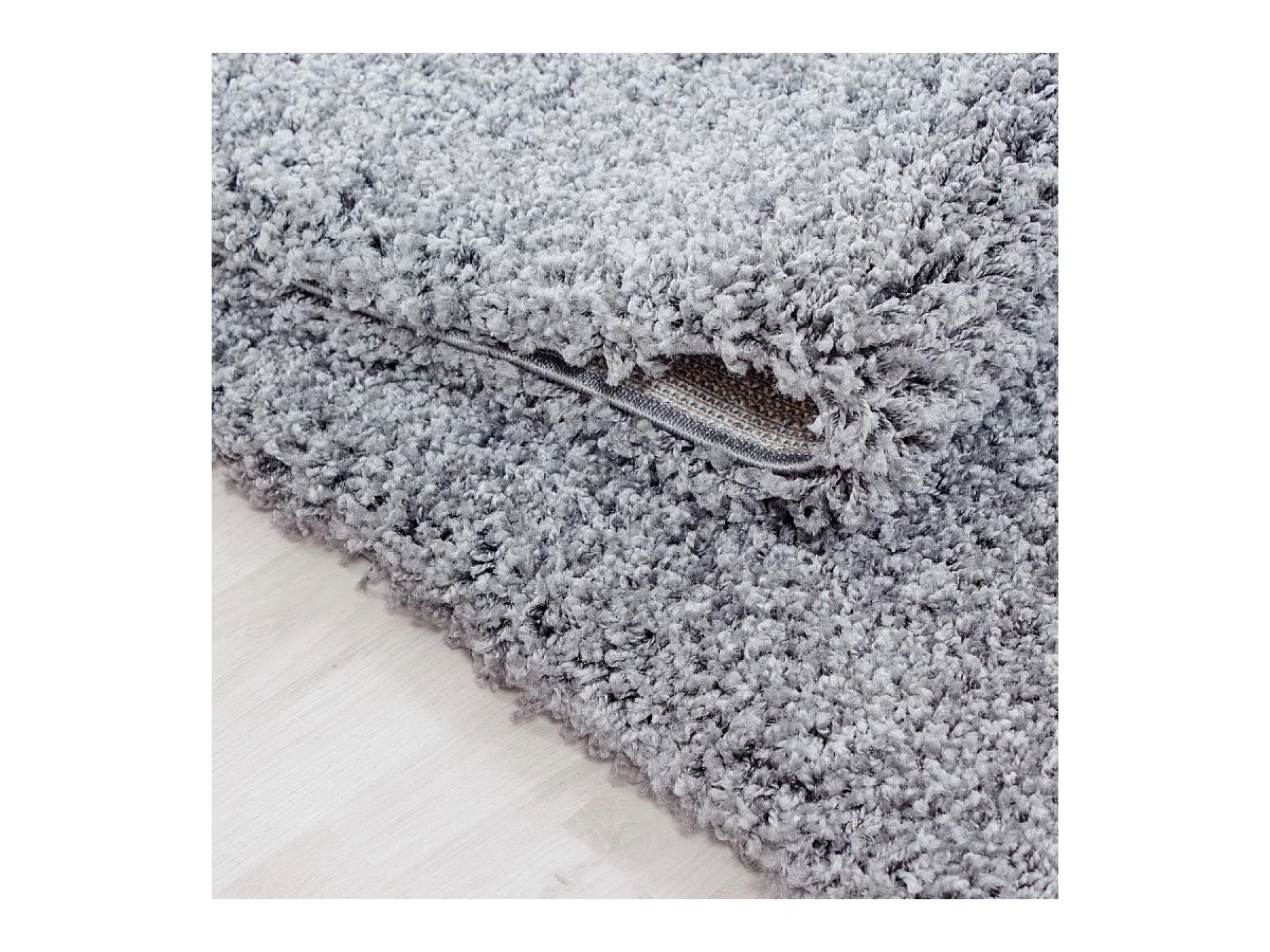 Tapis poils longs shaggy 160x230 rectangle tissé gris motif uni UNI L