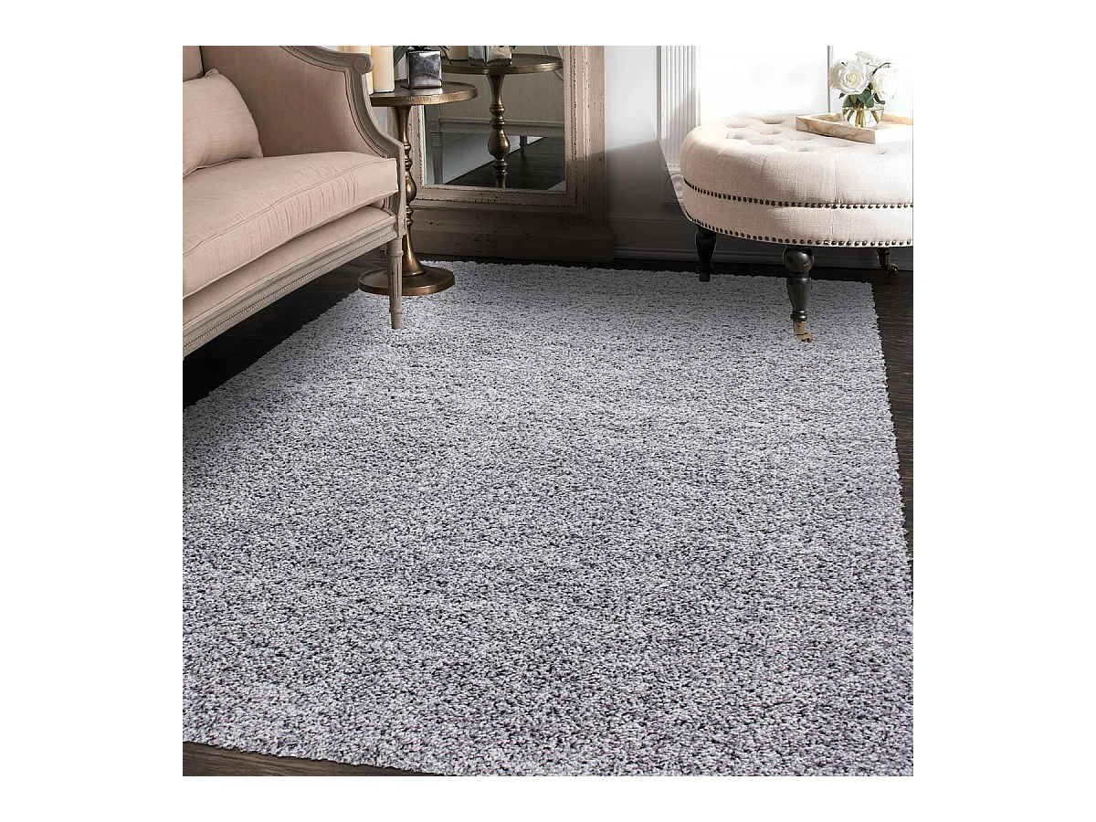 Tapis poils longs shaggy 160x230 rectangle tissé gris motif uni UNI L