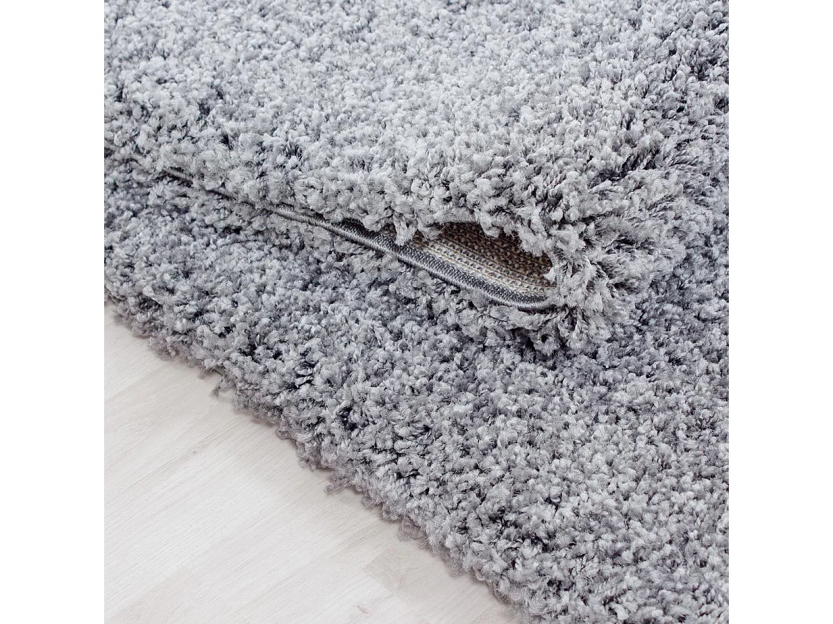 Tappeto Shaggy a pelo lungo 160x230 rettangolo intrecciato grigio fantasia unita UNI L