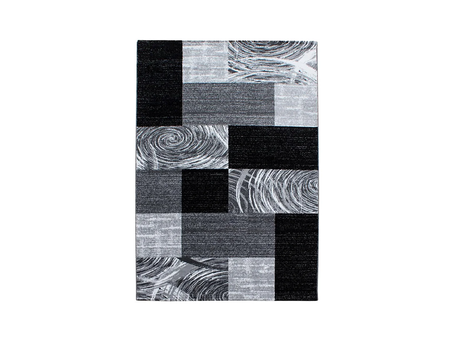 tapis chambre 160x230 tissé noir et gris rectangle motif géométrique PLONI