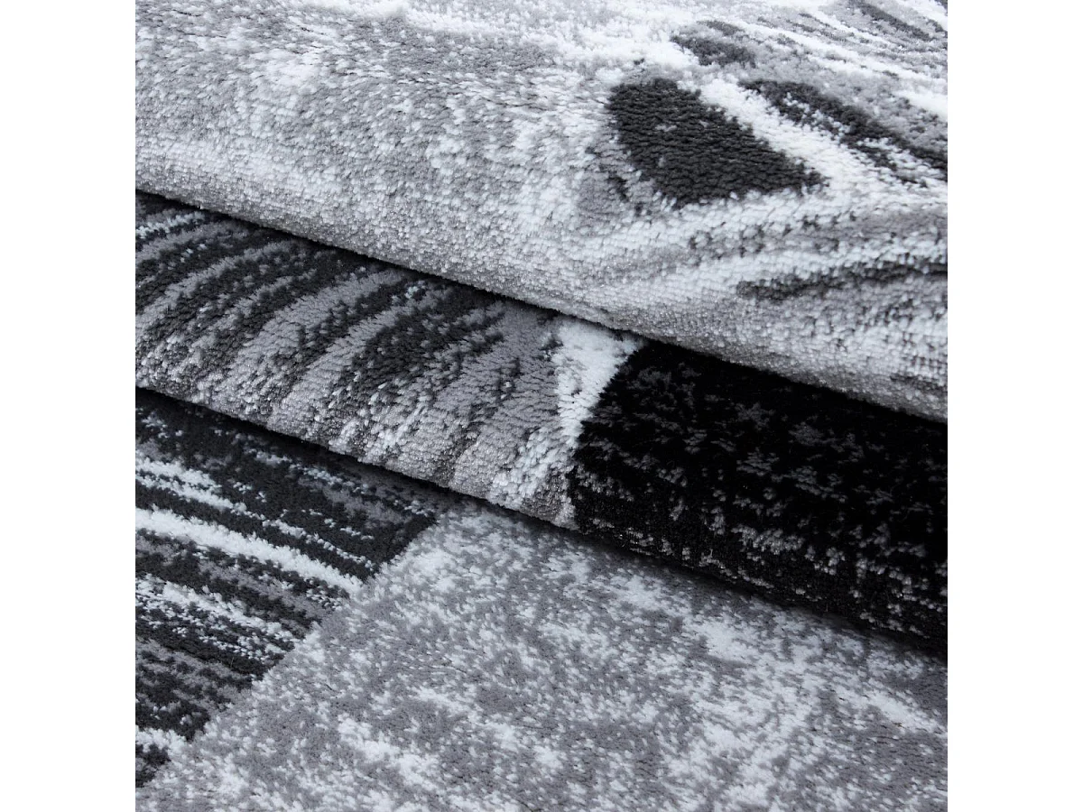 tapis chambre 160x230 tissé noir et gris rectangle motif géométrique PLONI