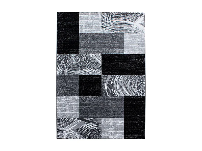tapis chambre 160x230 tissé noir et gris rectangle motif géométrique PLONI