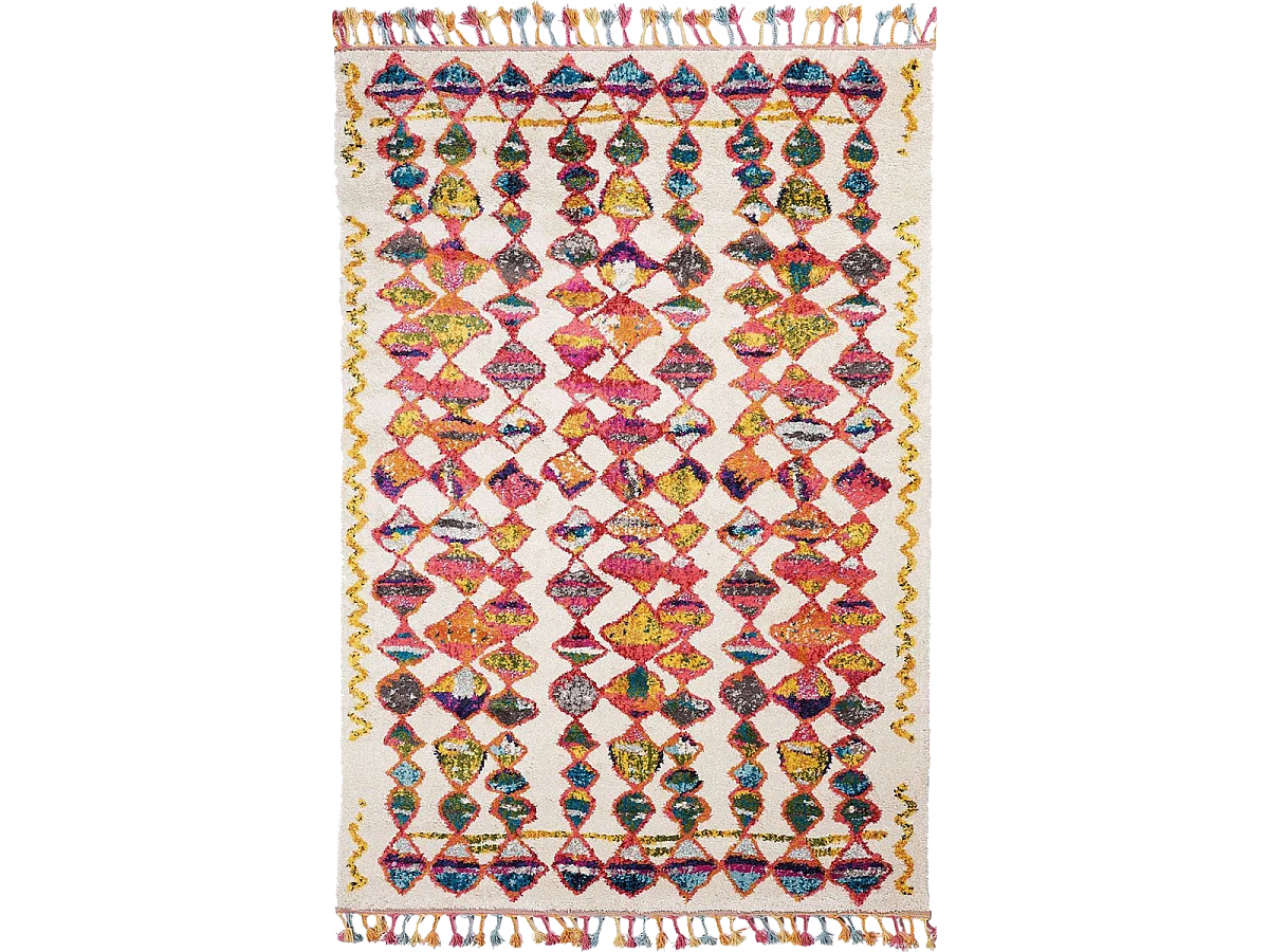 Tapis berbère 160x230 tissé motifs tribaux LYN5 OURIKA A multicolore