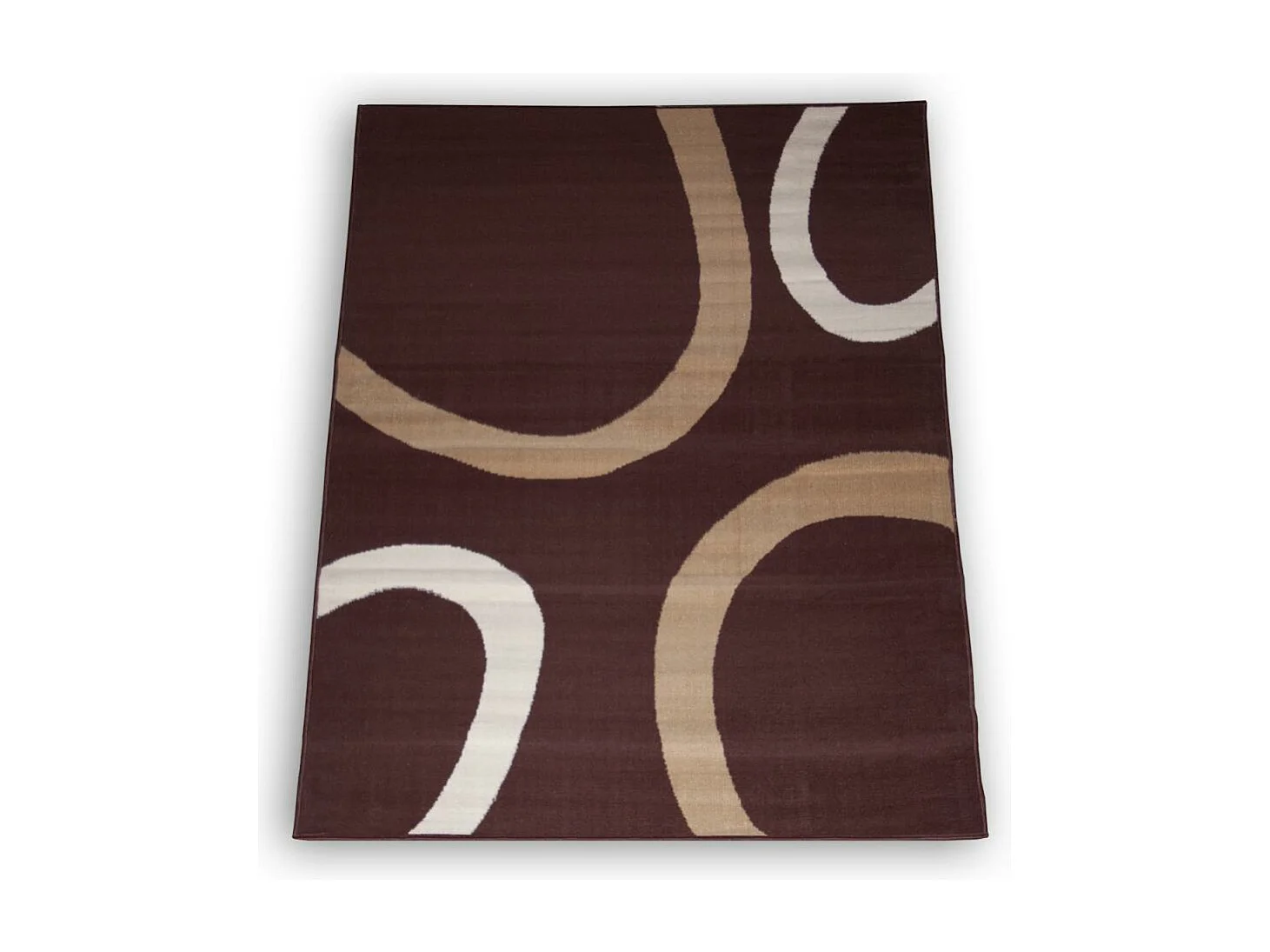 tapis chambre 80x150 tissé café rectangle motif rond LYN1 TEMPO