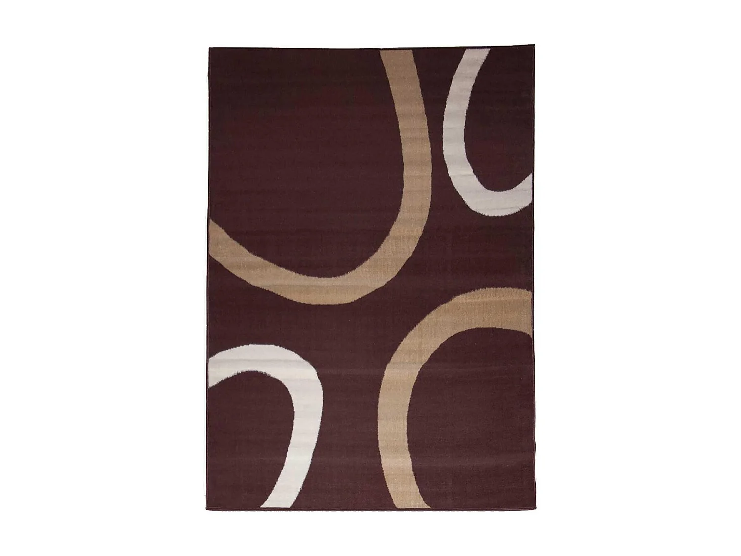 tapis chambre 80x150 tissé café rectangle motif rond LYN1 TEMPO
