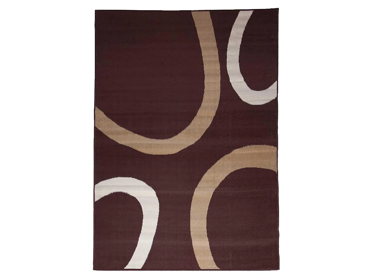 tapis chambre 80x150 tissé café rectangle motif rond LYN1 TEMPO