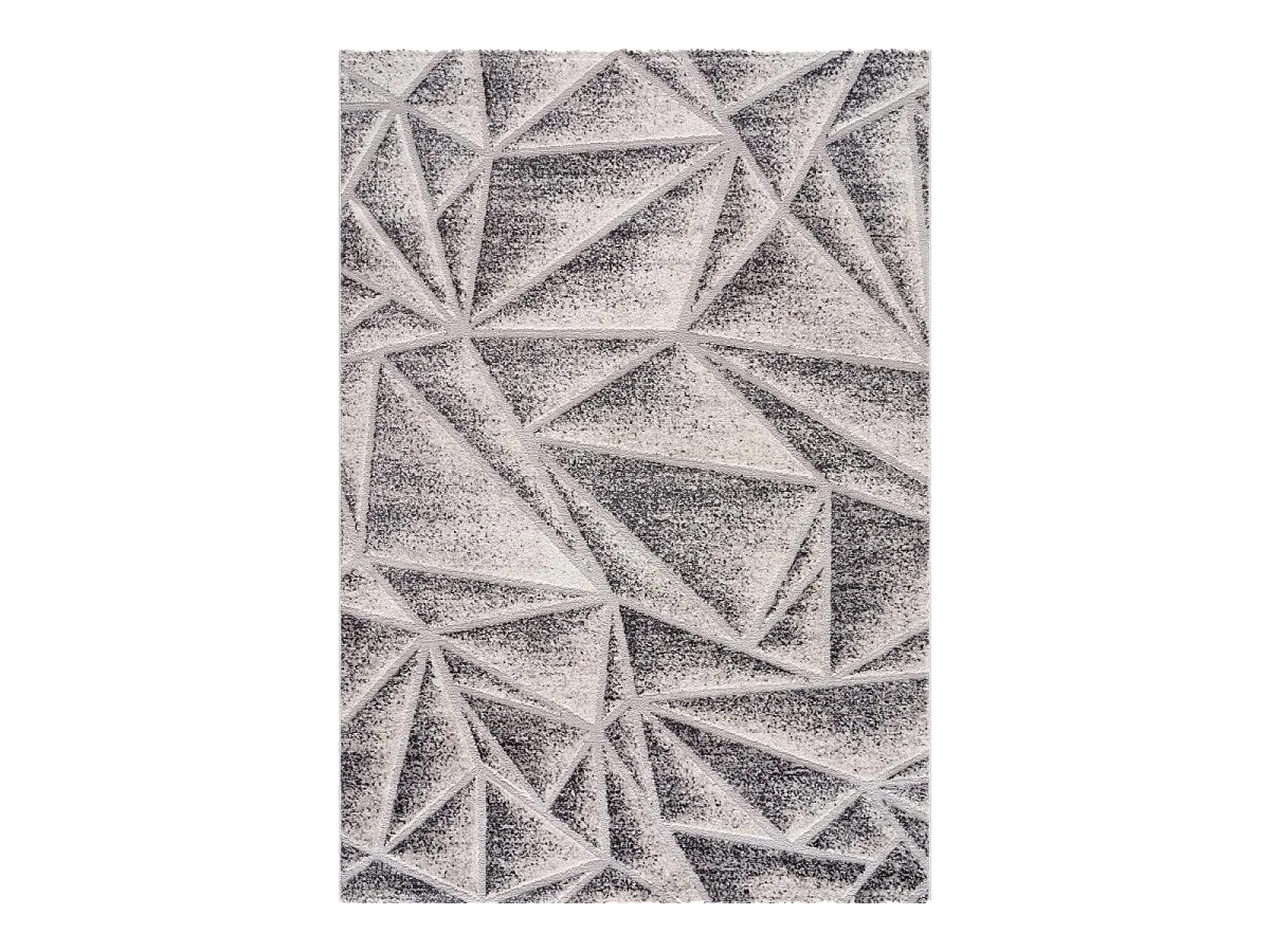 tapis salle à manger 160x220 tissé gris rectangle motif géométrique ORI