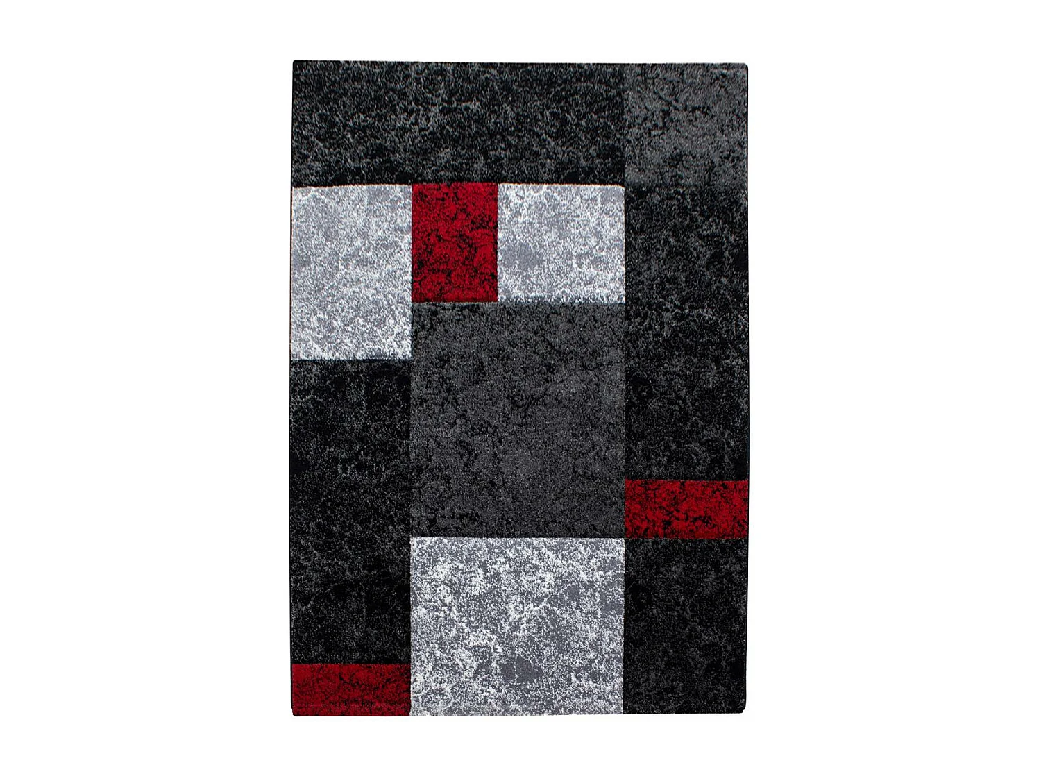 tapis chambre 120x170 tissé rouge et gris rectangle motif géométrique CARARELLE