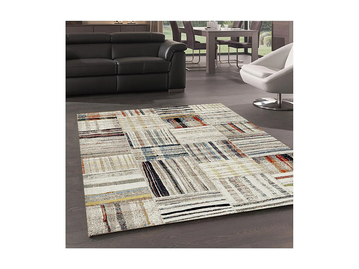 Tapis salon 200x290 cm Rectangulaire MOROCCO 831-72 Beige Salle à manger adapté au chauffage par le sol