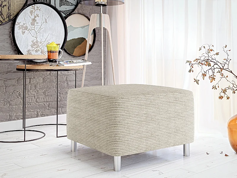 Pouf Comfivo 126, Brun clair, 42x56x65cm, Tapisserie, Pieds: Plastique