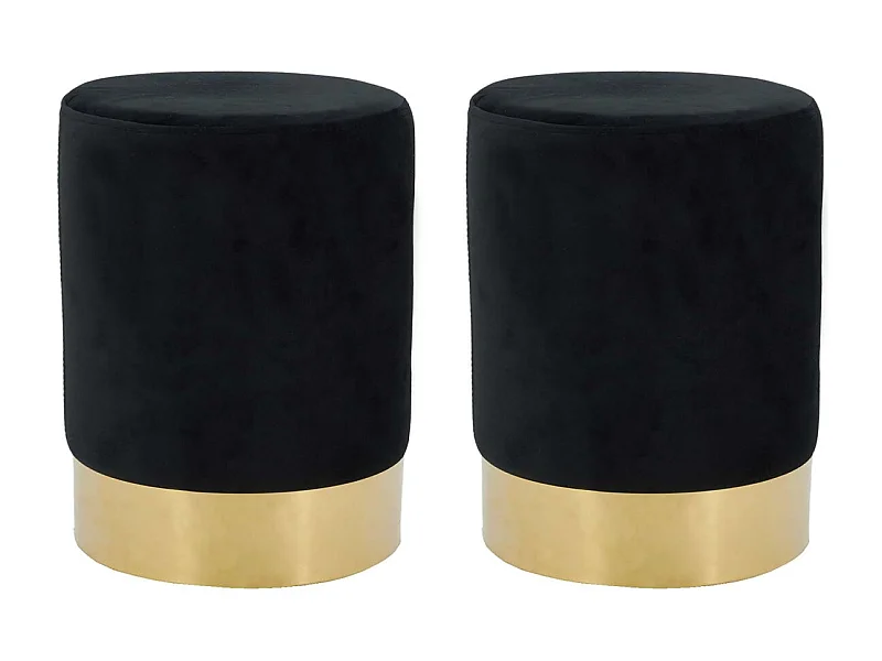 Pouf en velours et métal doré (Lot de 2)