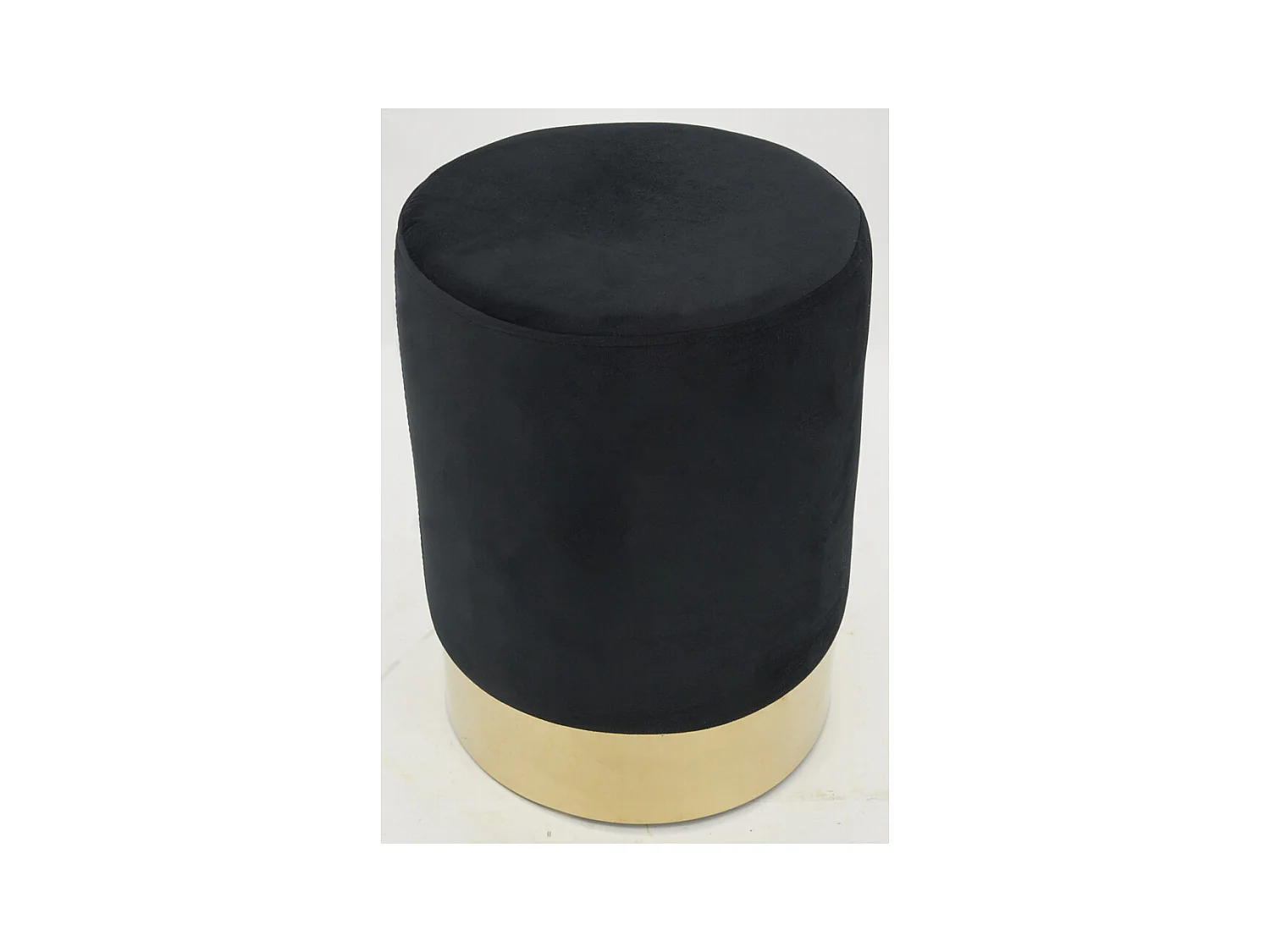 Pouf en velours et métal doré (Lot de 2)