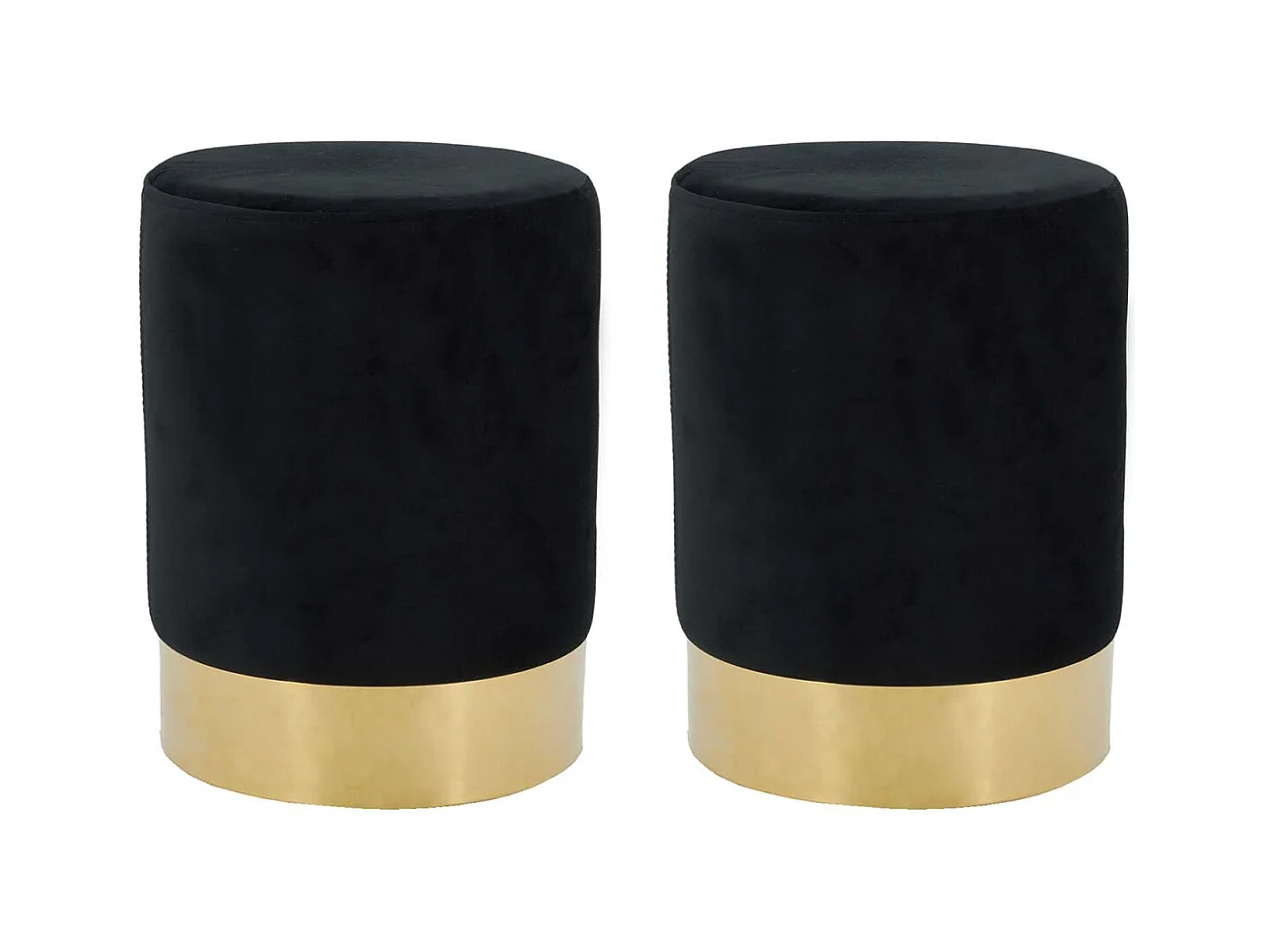 Pouf en velours et métal doré (Lot de 2)