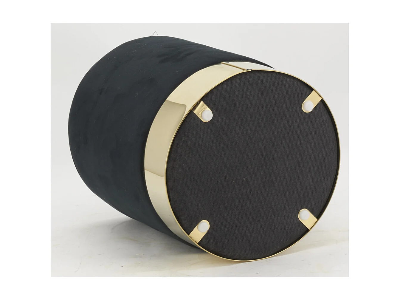 Pouf en velours et métal doré (Lot de 2)