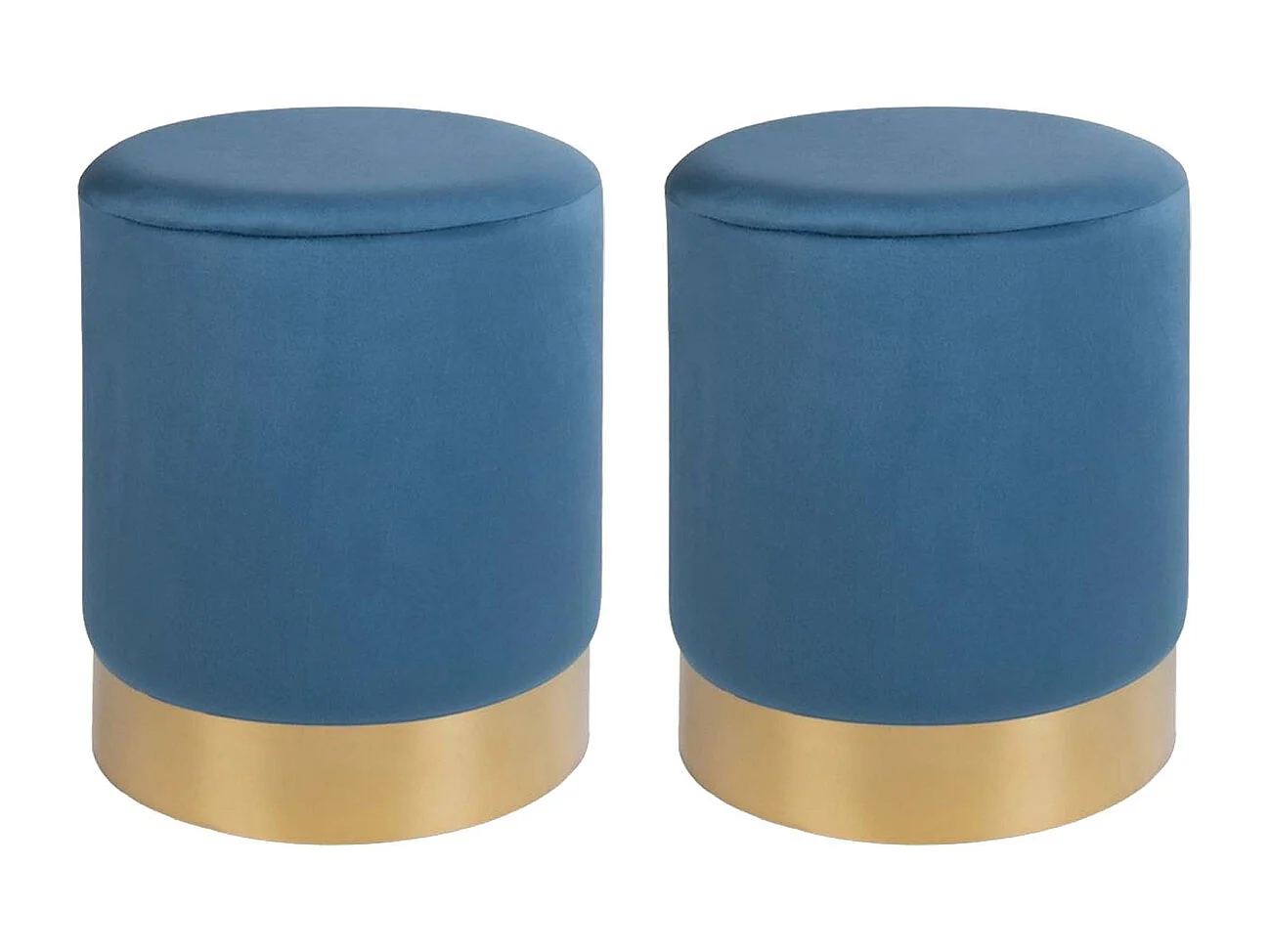 Pouf en velours et métal doré (Lot de 2)