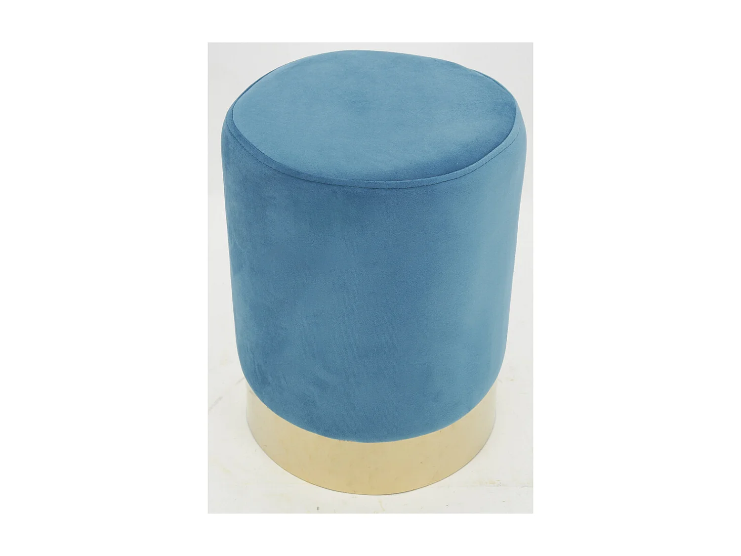 Pouf en velours et métal doré (Lot de 2)