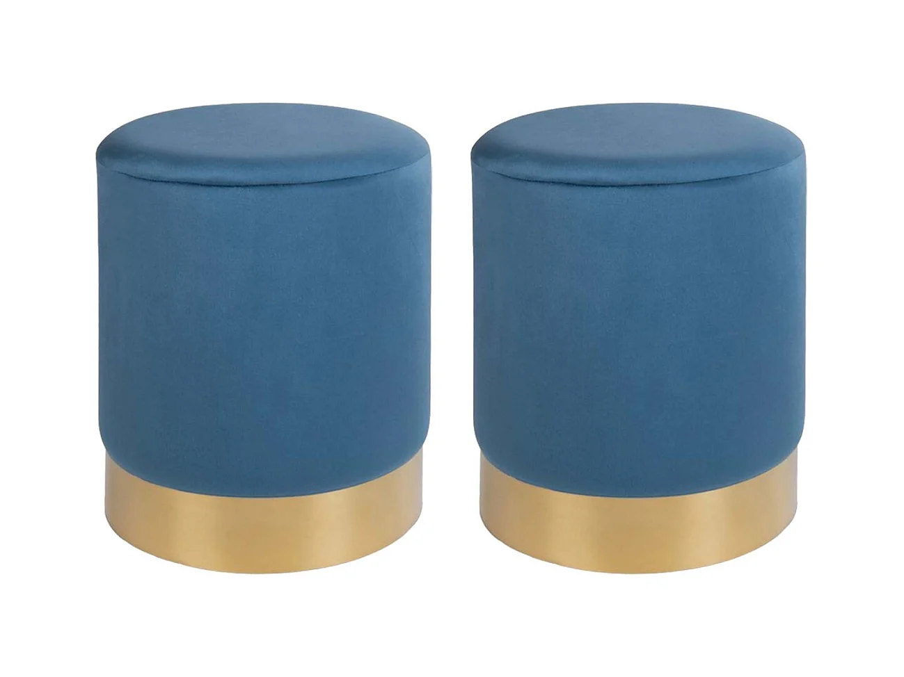 Pouf en velours et métal doré (Lot de 2)