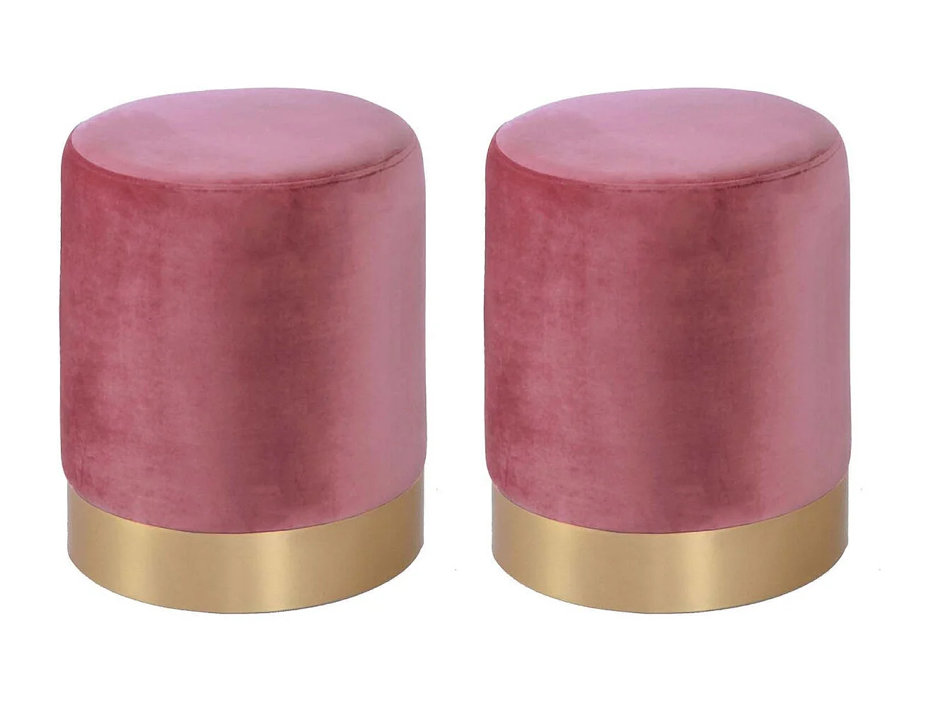 Pouf en velours et métal doré (Lot de 2)