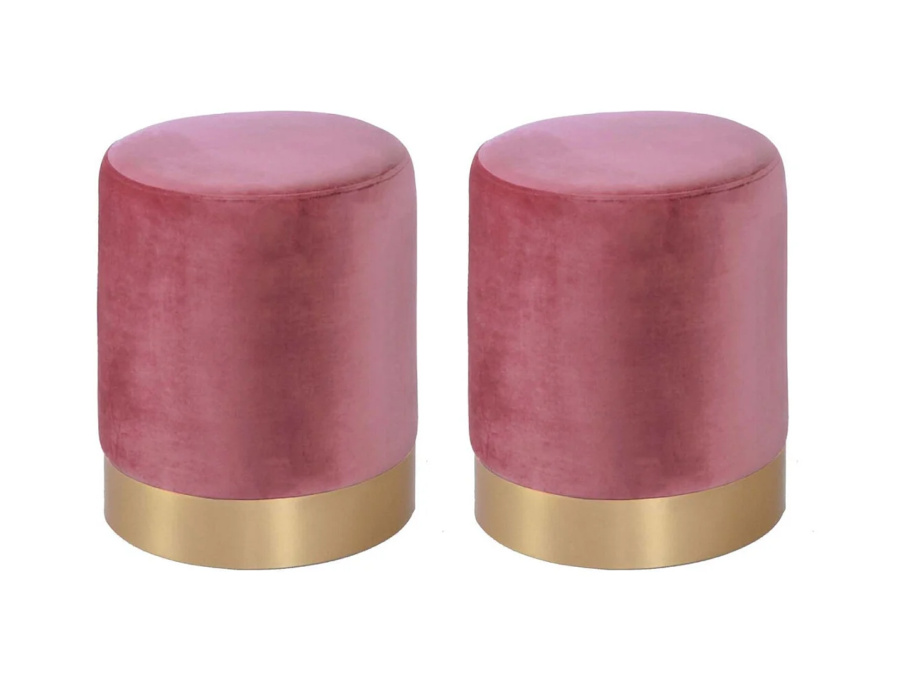 Pouf en velours et métal doré (Lot de 2)