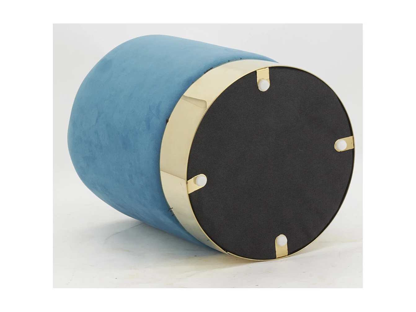 Pouf en velours et métal doré (Lot de 2)
