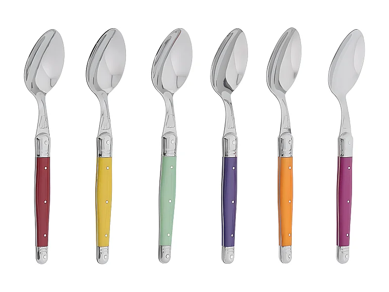 Coffret de 6 cuillères de table laguiole irise assorties