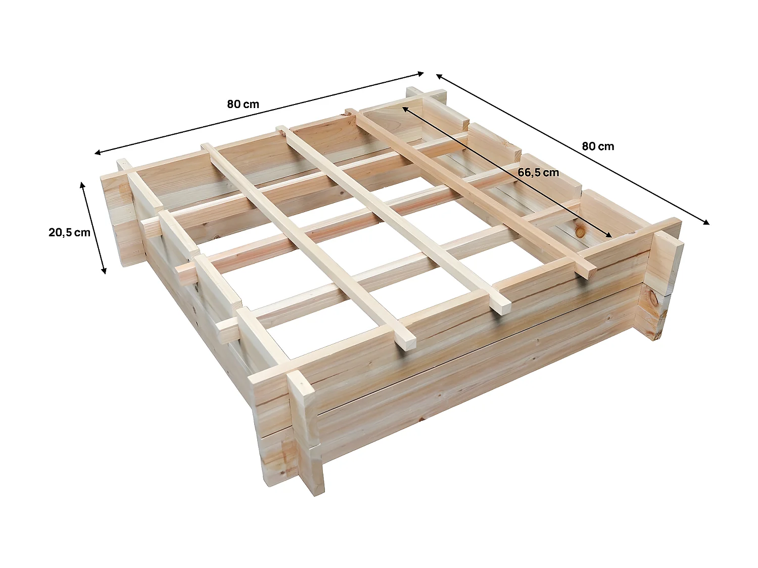 Houten verhoogde moestuin "Tournesol" - 80 x 80 x 20 cm, om uw favoriete planten met elegantie en functionaliteit te kweken