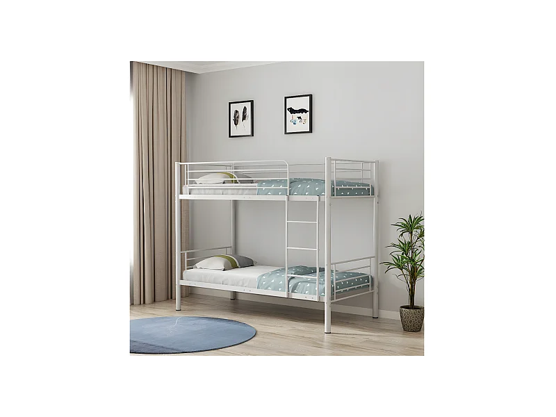 Etagenbett "ADAM" -  90 x 190 cm - Metall - Weiß