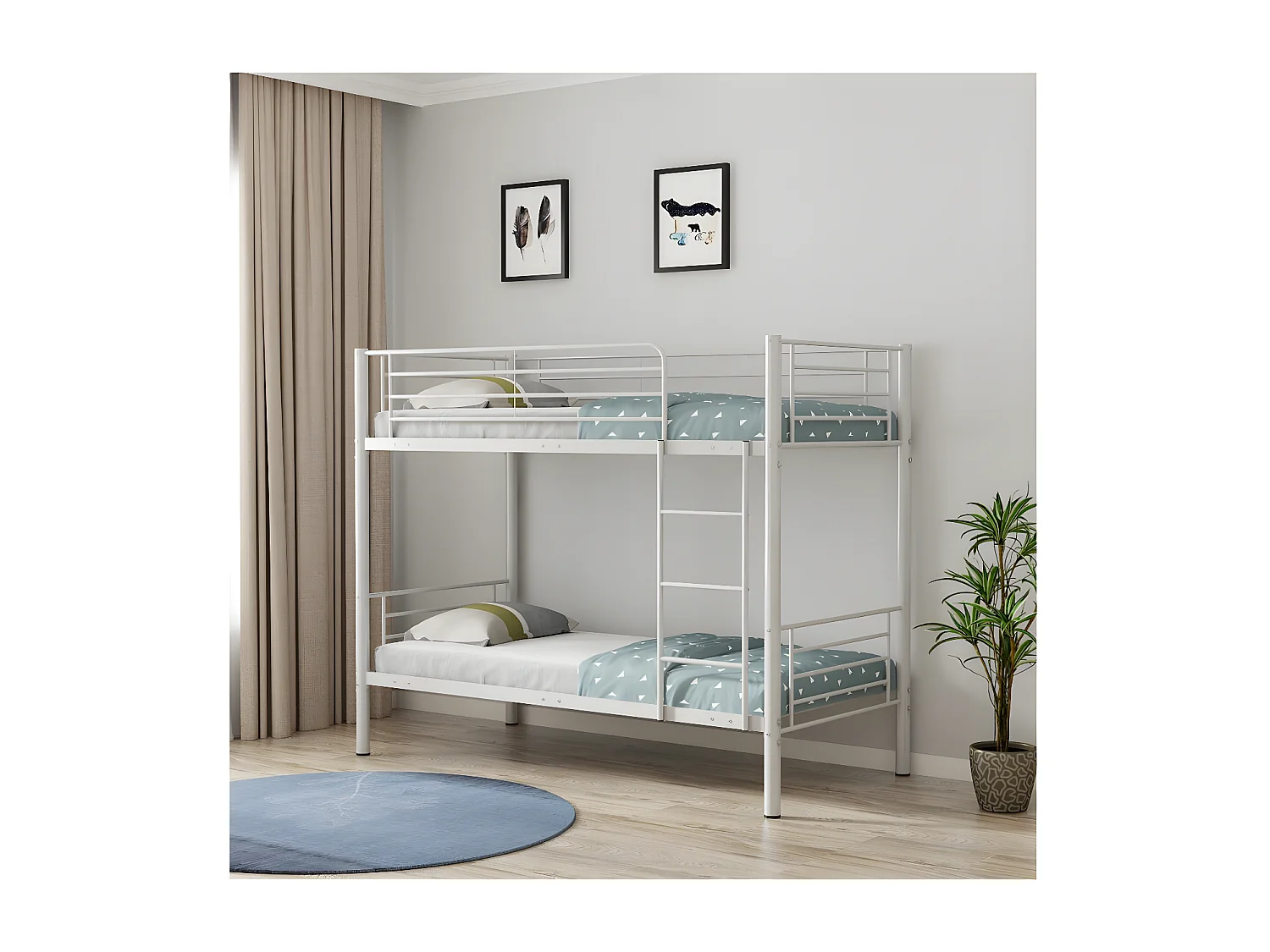 Stapelbed "ADAM" in wit metaal voor kinderen - 2 plaatsen 90x190cm