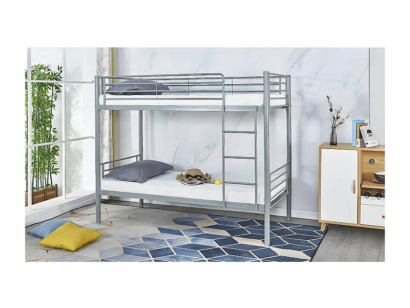 Etagenbett "ADAM" -  90 x 190 cm - Metall - Grau