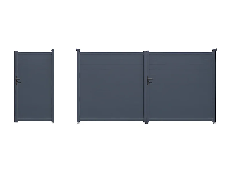 Tuinpoort set dubbele poort + tuindeur "Marc" - Grijs