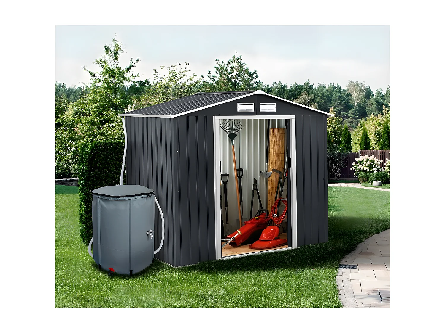 Récupérateur d'eau souple en PVC 250 L - Gris