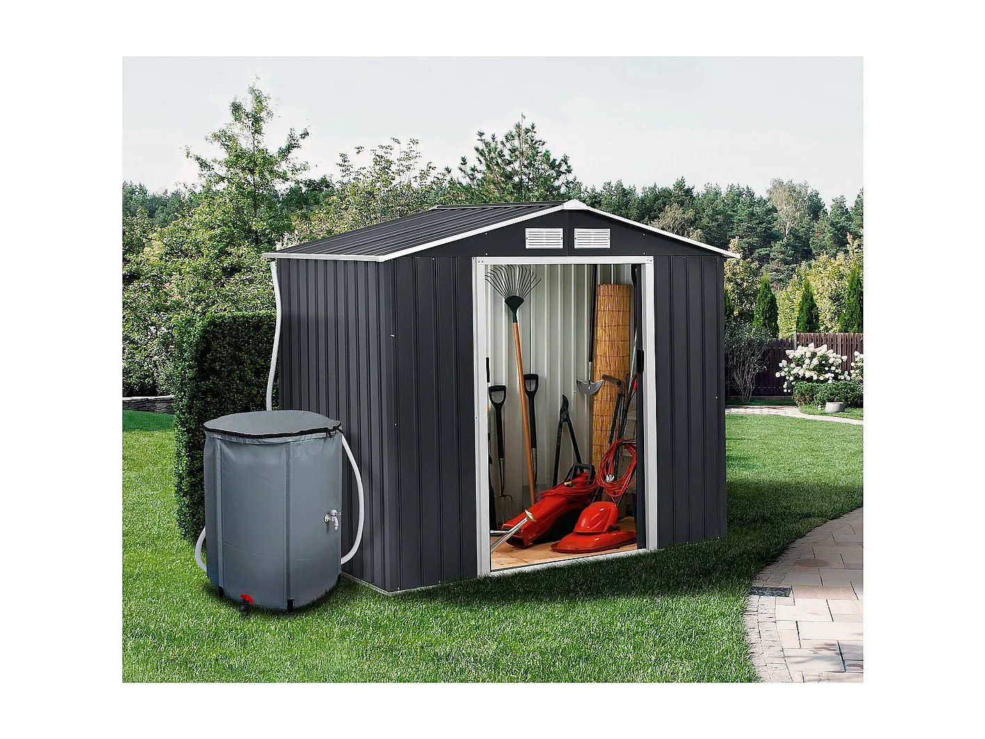 Coletor de água em PVC flexível 250 L - Cinza