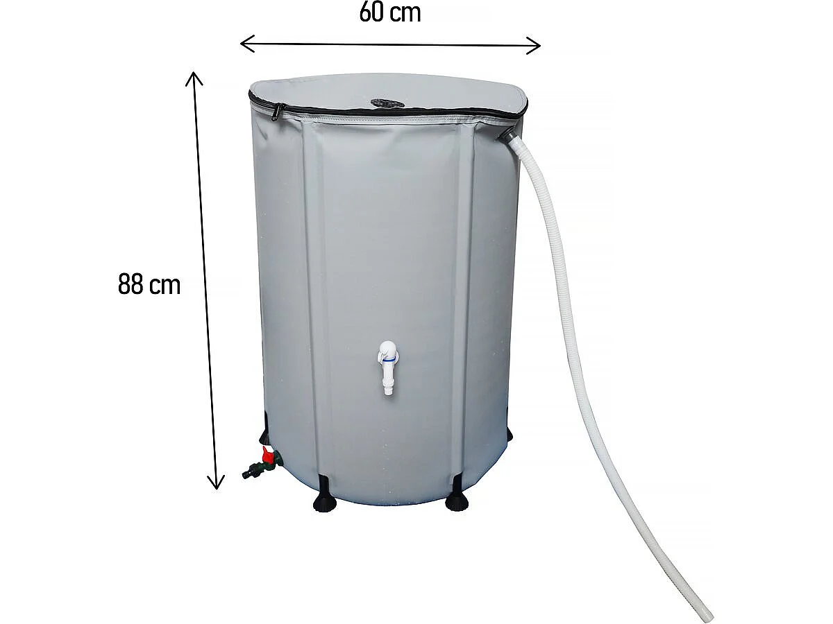 Récupérateur d'eau souple en PVC 250 L - Gris