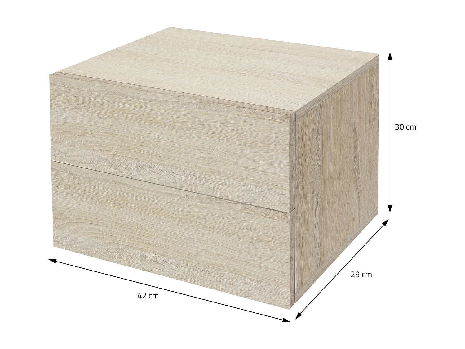 Table de nuit suspendue 2 tiroirs commode table chevet chêne sonoma 42x29x30 cm