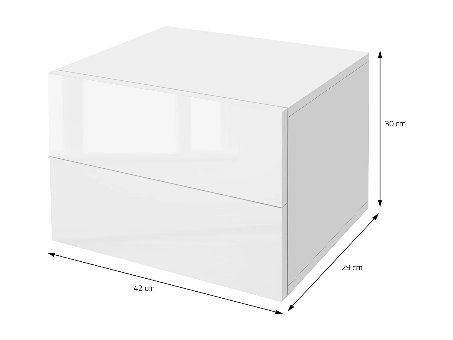 Mesita de noche de pared colgante blanca con cajones cómoda cajonera 42 x 30 cm