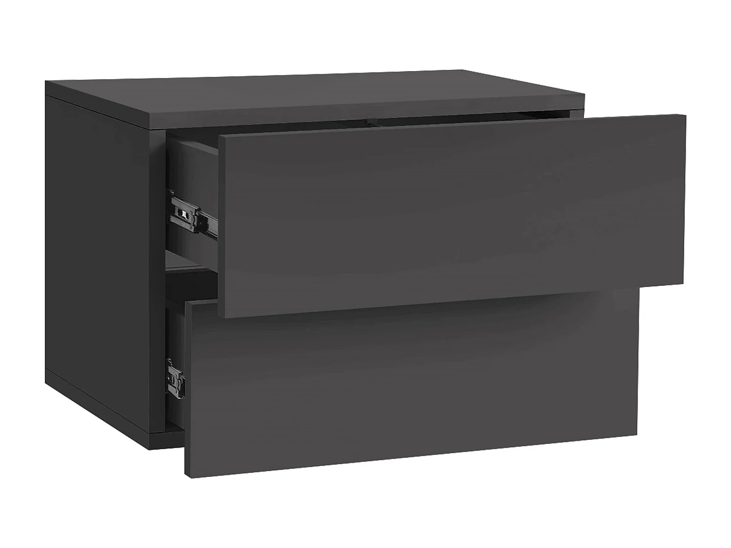 Comodino sospeso attacco a parete camera letto 2 cassetti grigio scuro 42x30 cm