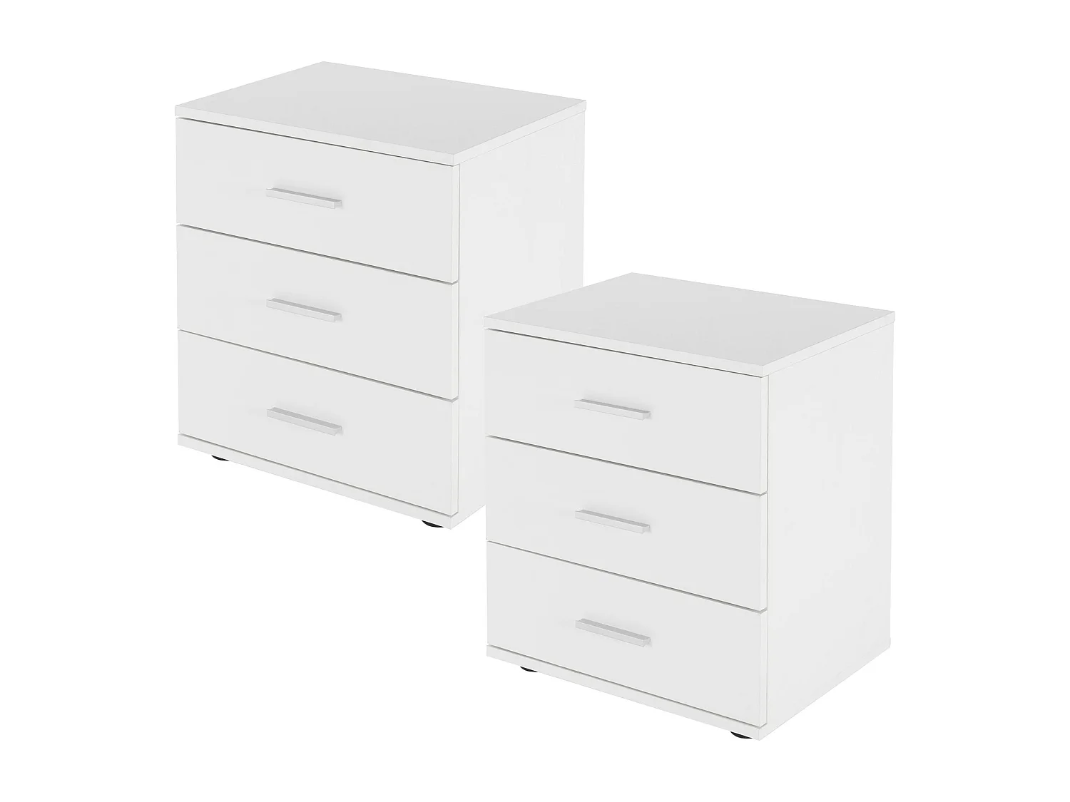 2x Mesitas de noche con 3 cajones mesa auxiliar madera blanca para dormitorio