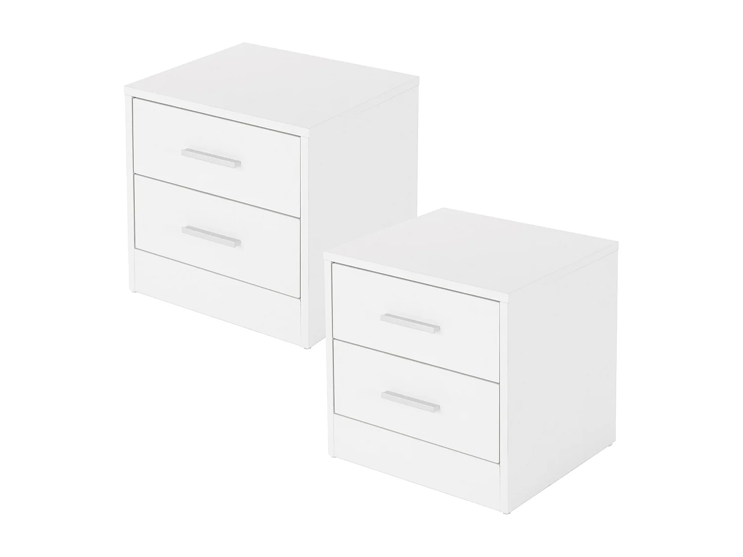2x Comodini camera da letto con 2 cassetti comò notte cassettiera legno bianco