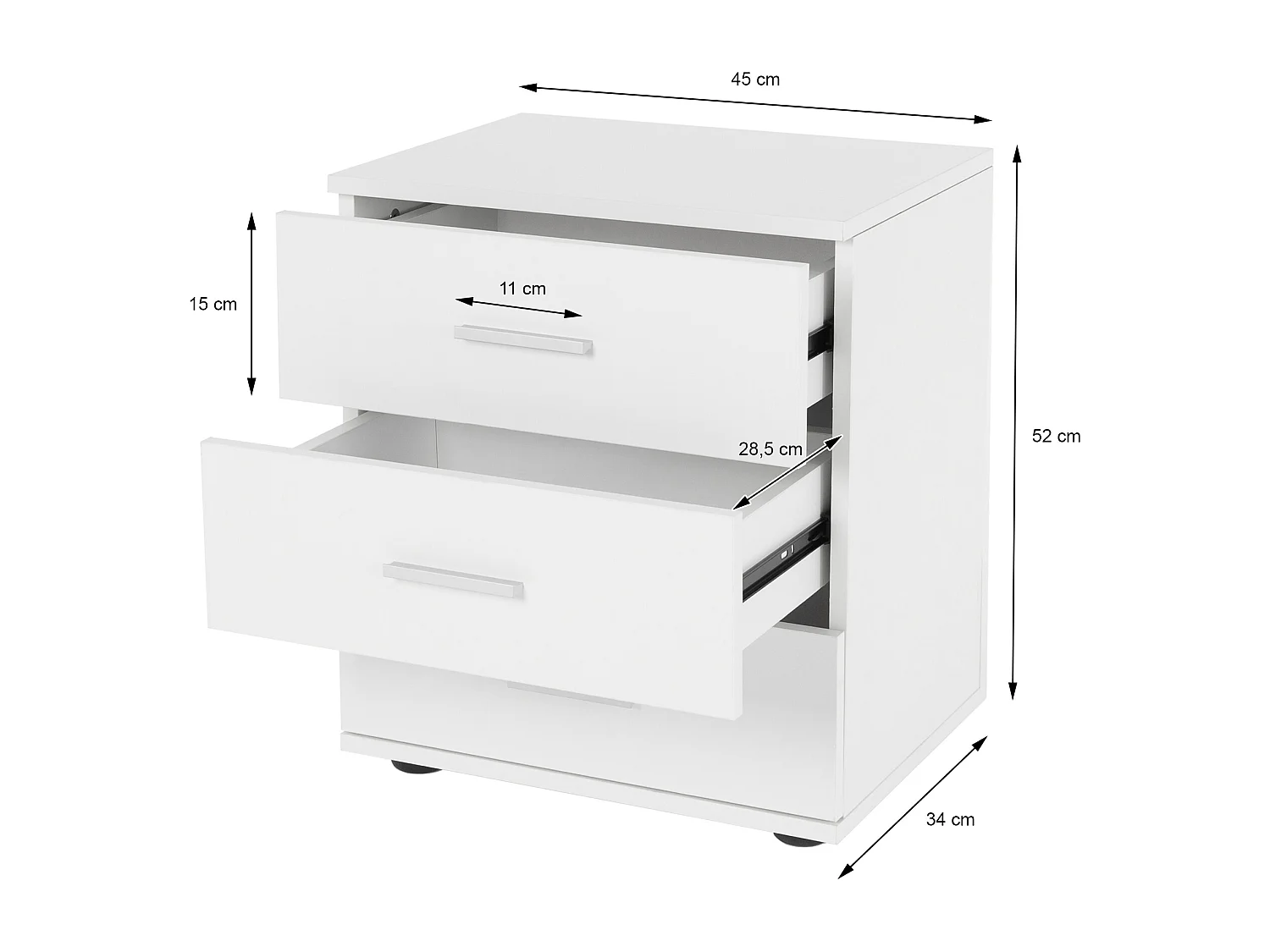 Mesita de noche mueble para dormitorio cómoda blanca mesa 3 cajónes para salón