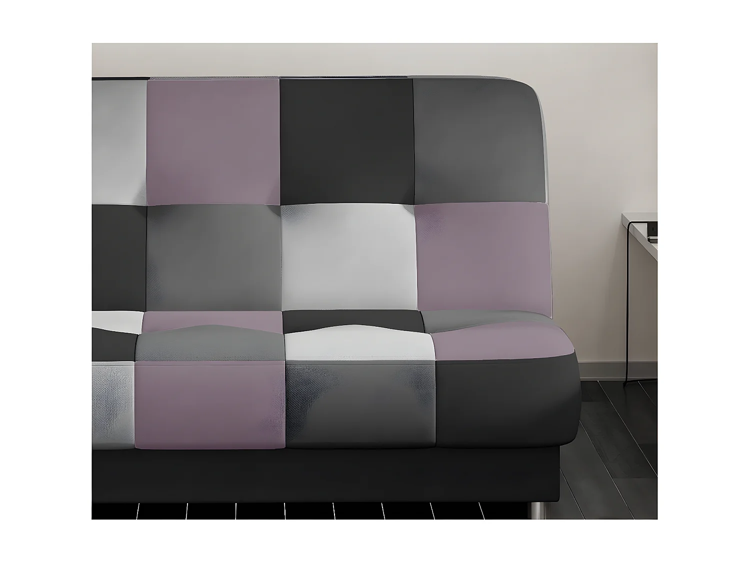 Canapé 3 places convertible - multicolore et mauve - en tissu de belle qualité, CAYENNE