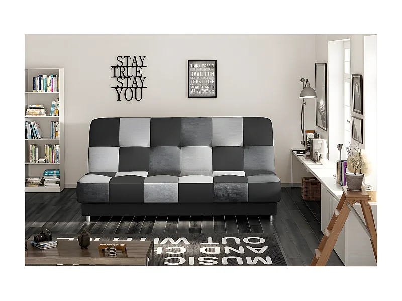 Canapé 3 places convertible - multicolore gris et noir - en tissu de belle qualité, CAYENNE