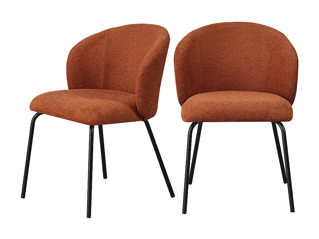 Namia - Lot de 2 chaises en tissu et métal - Rouille